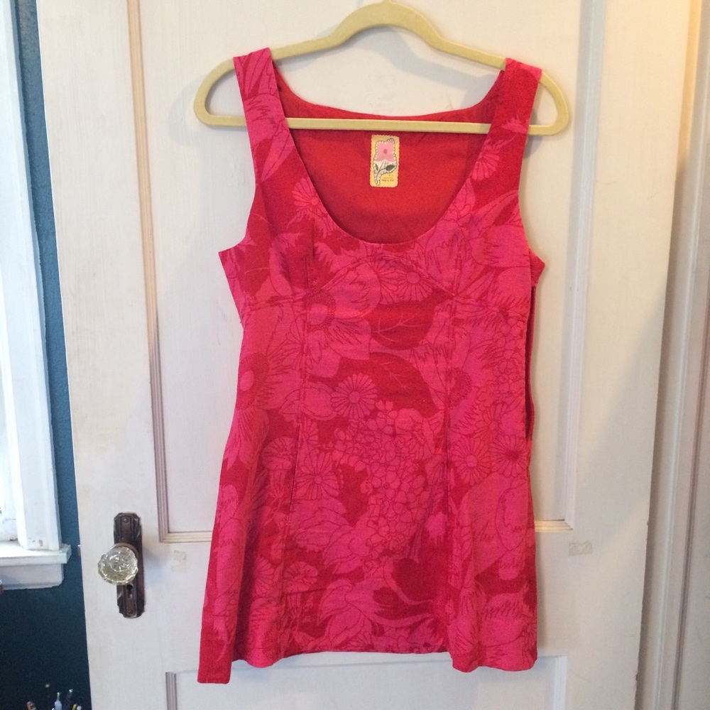 Free People Pink and Red Floral Dress
